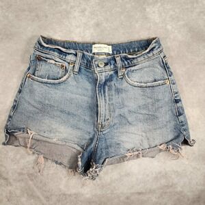 Abercrombie & Fitch Curve Love High Rise Cutoff Denim Shorts pink wash Size 27 4
